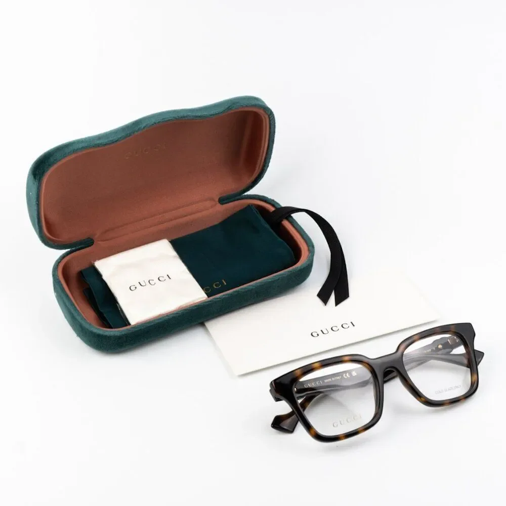NEW Gucci GG1728O 002 Havana Square Women Eyeglasses